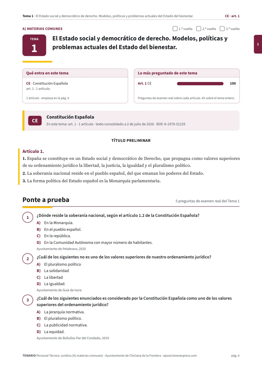 Primera página del tema 1 del temario