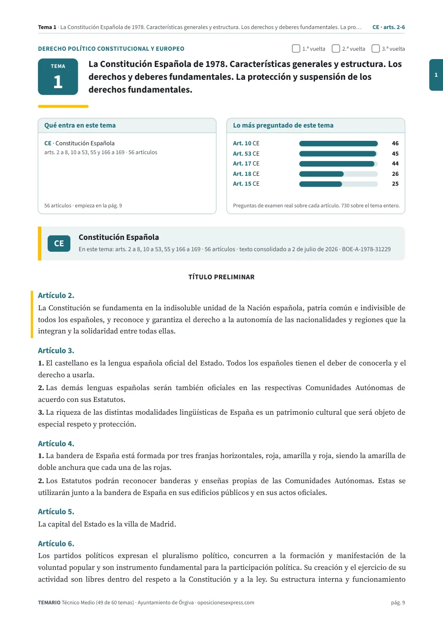 Primera página del tema 1 del temario