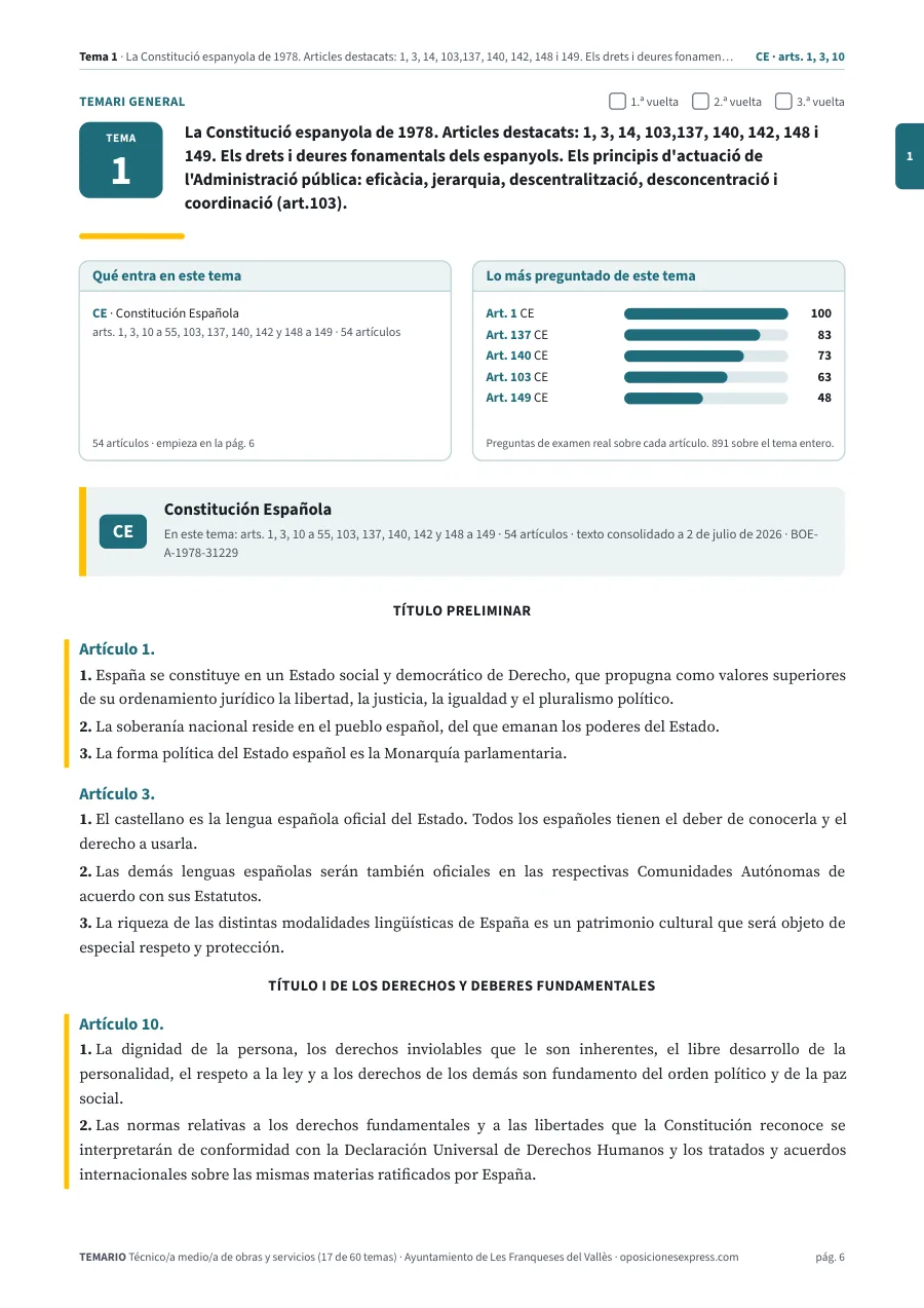 Primera página del tema 1 del temario
