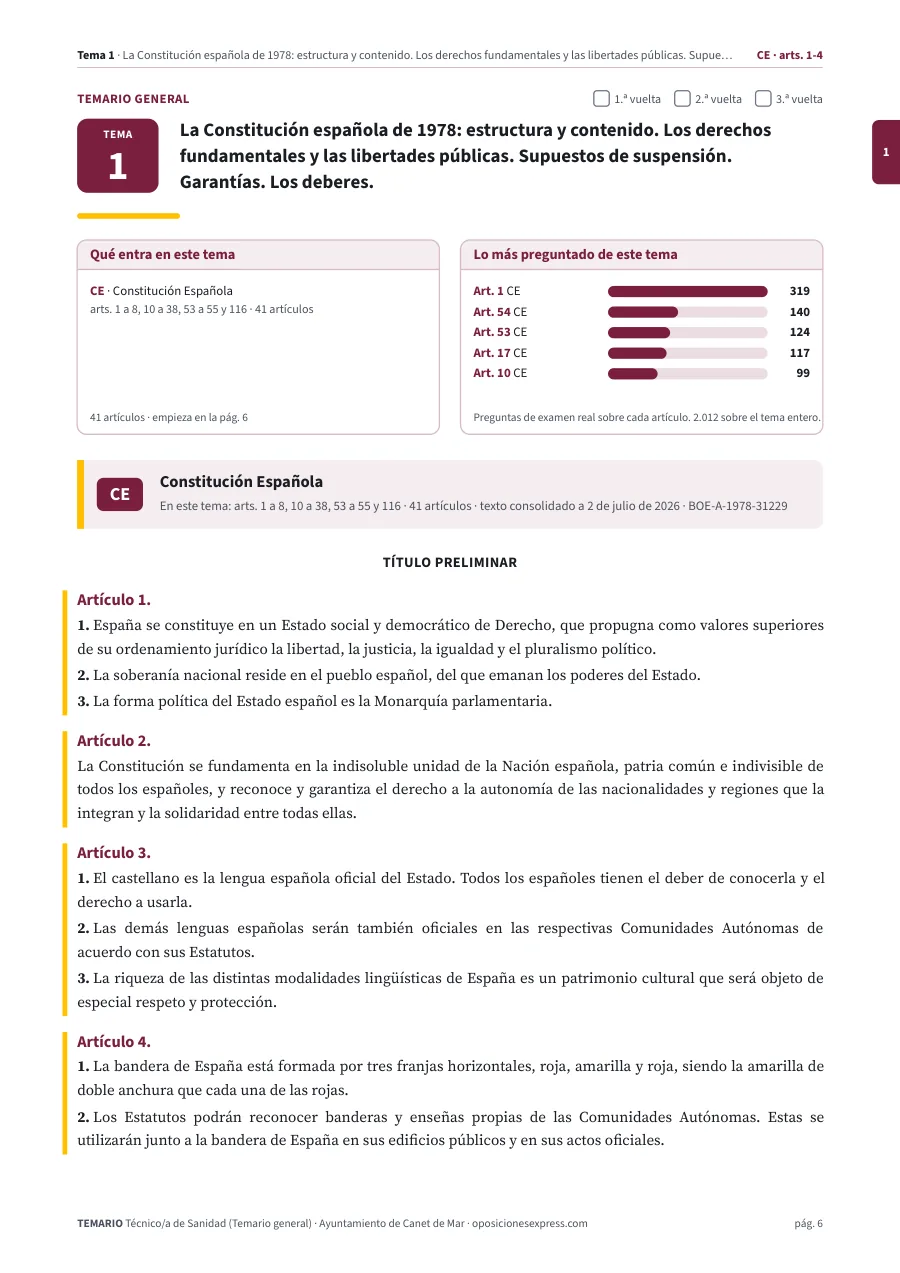 Primera página del tema 1 del temario
