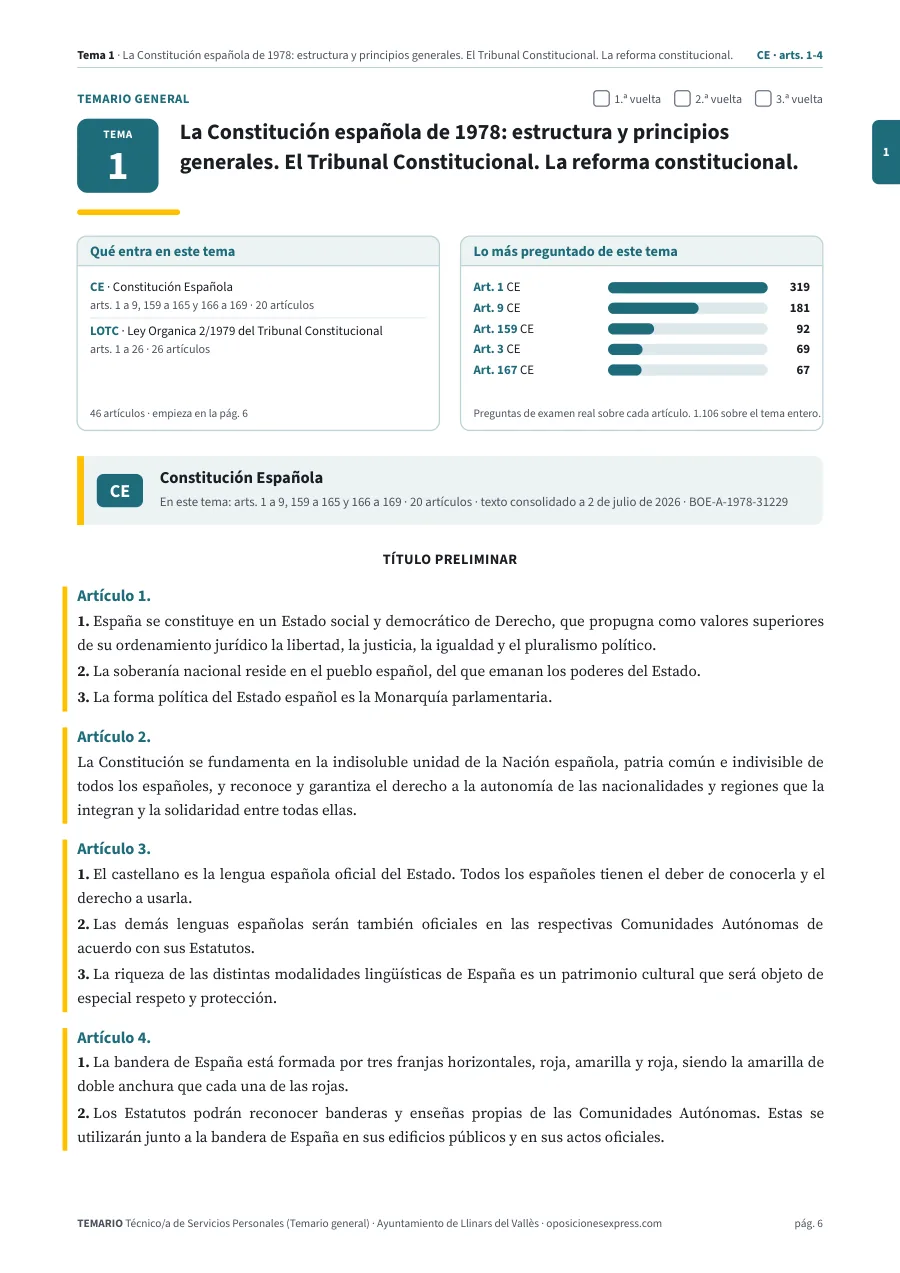 Primera página del tema 1 del temario