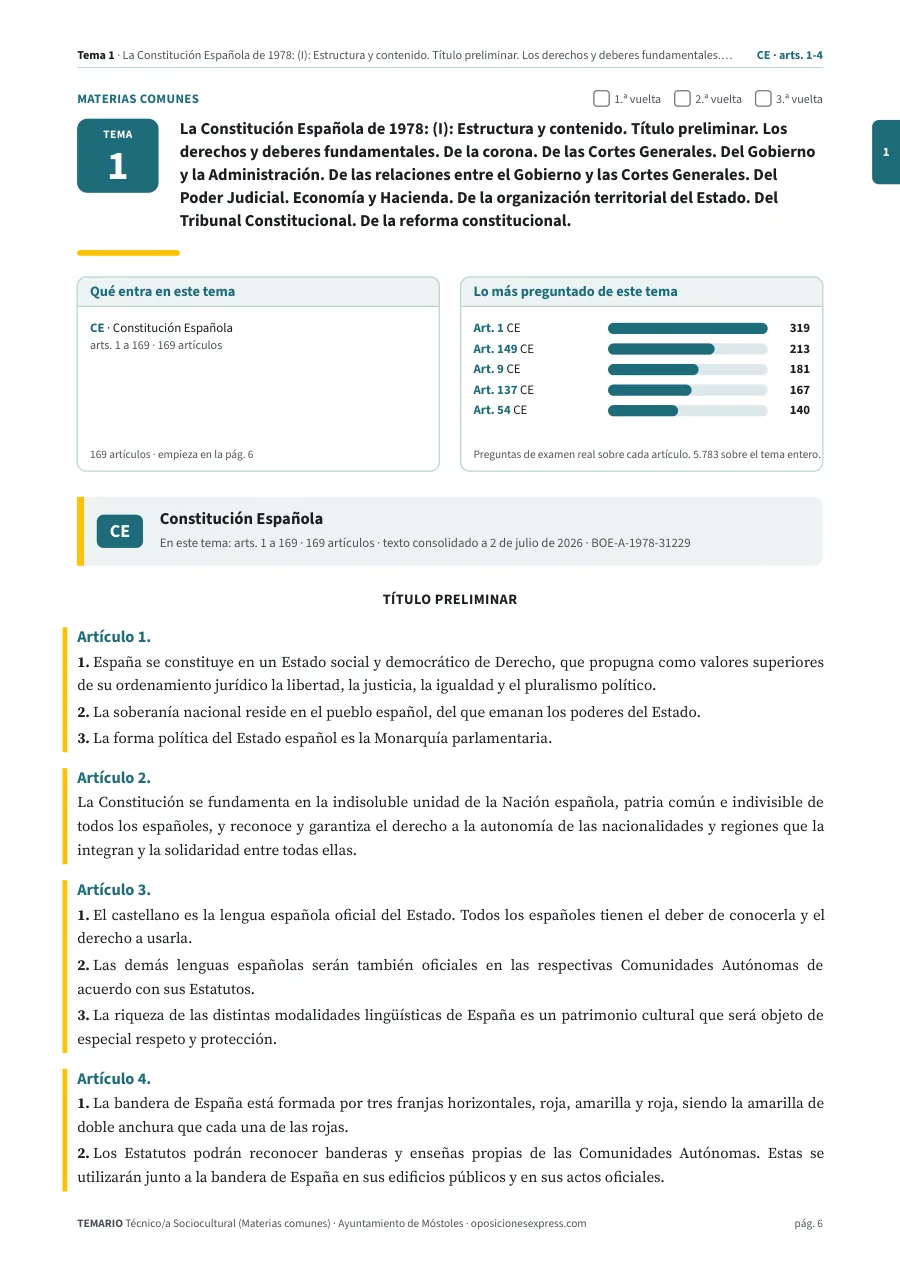 Primera página del tema 1 del temario