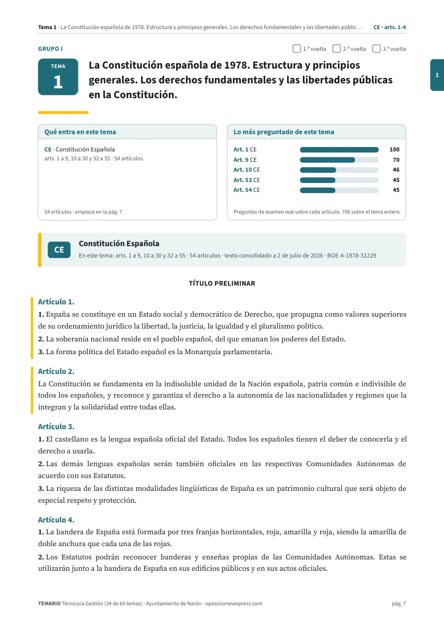 Primera página del tema 1 del temario