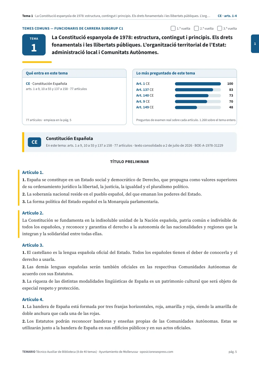 Primera página del tema 1 del temario
