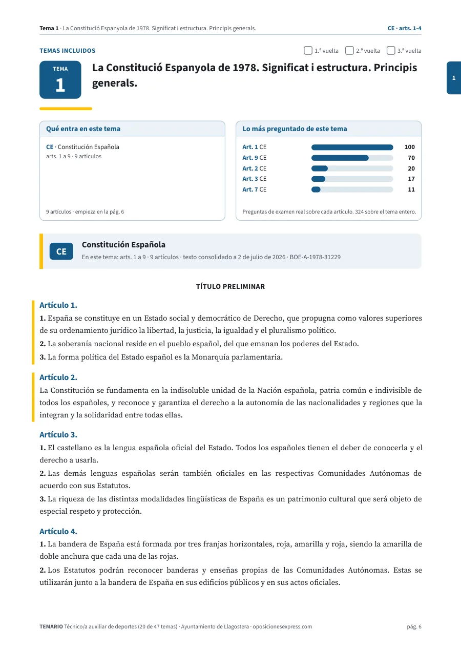 Primera página del tema 1 del temario
