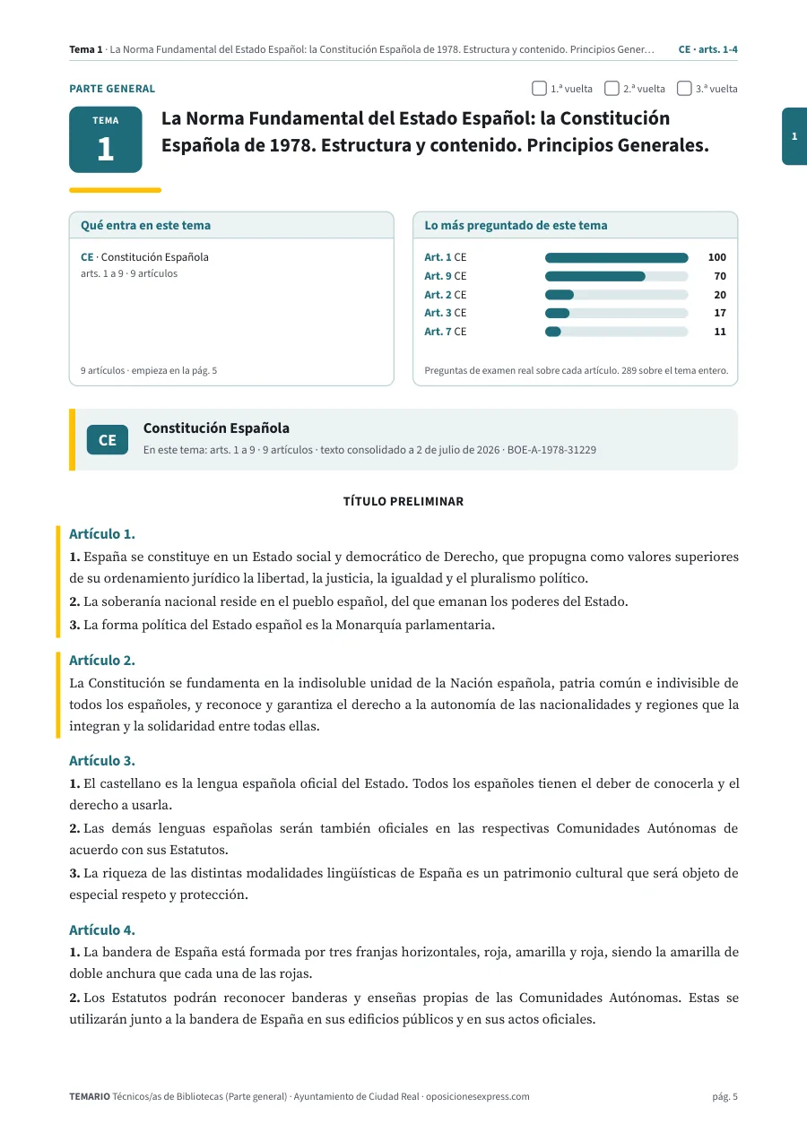 Primera página del tema 1 del temario