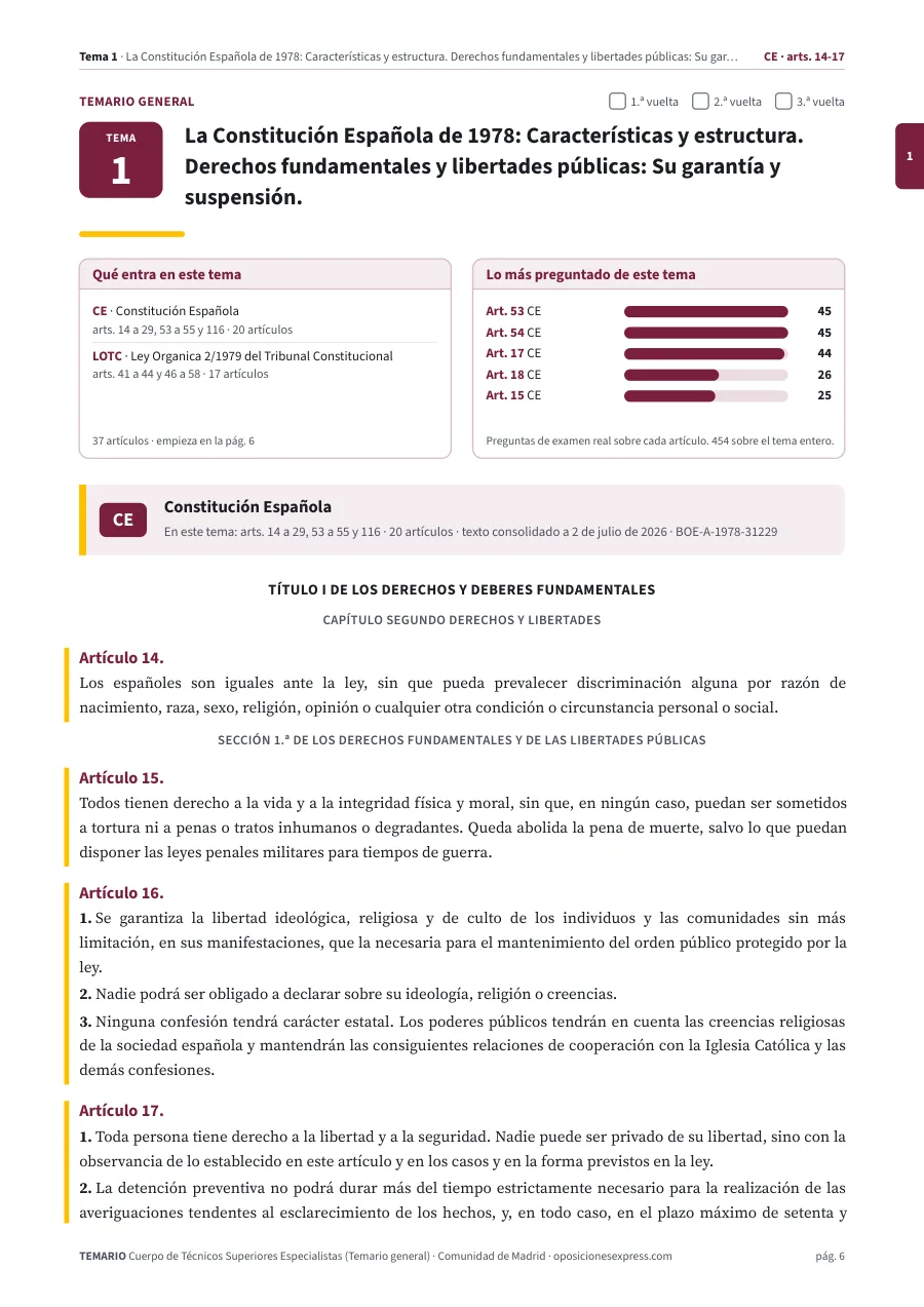 Primera página del tema 1 del temario