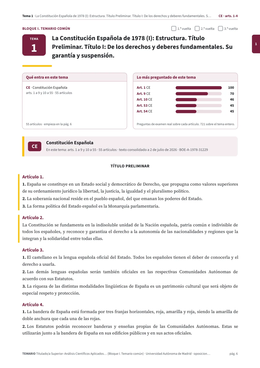 Primera página del tema 1 del temario