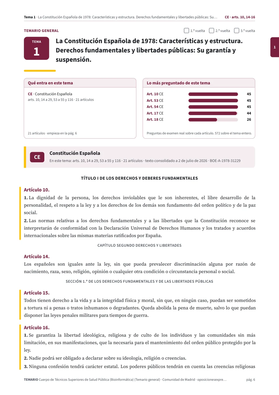 Primera página del tema 1 del temario