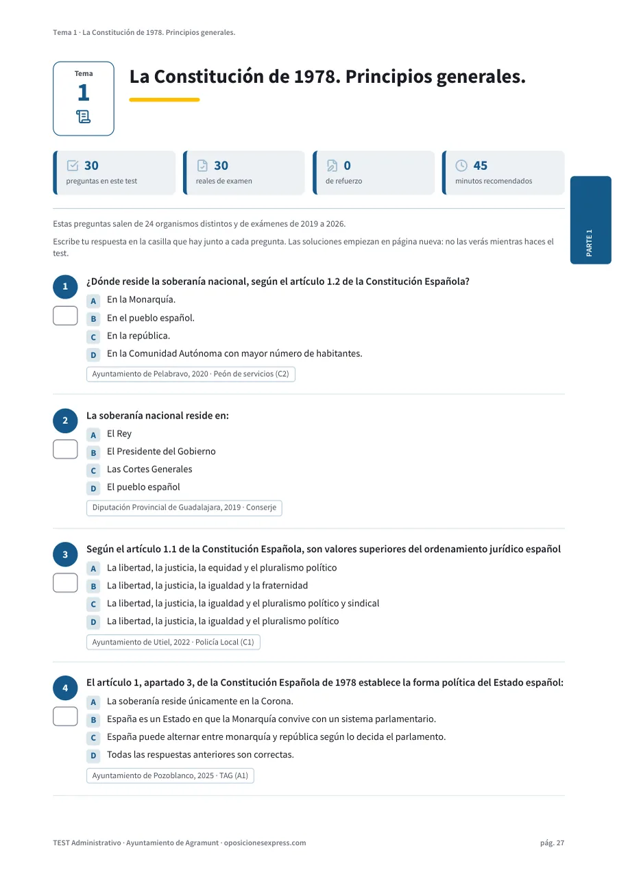 Página del test del tema 1