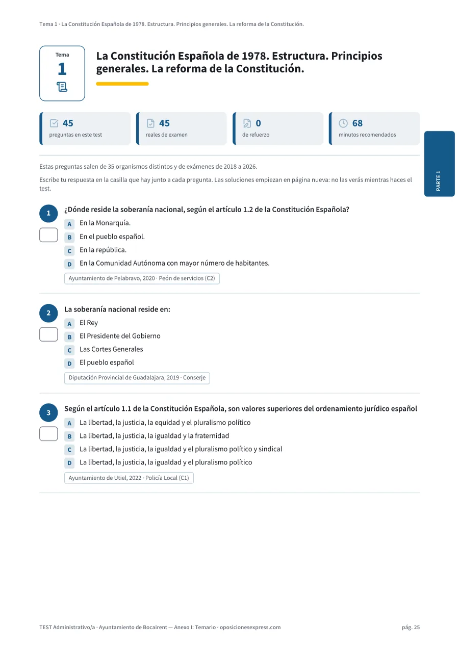 Página del test del tema 1