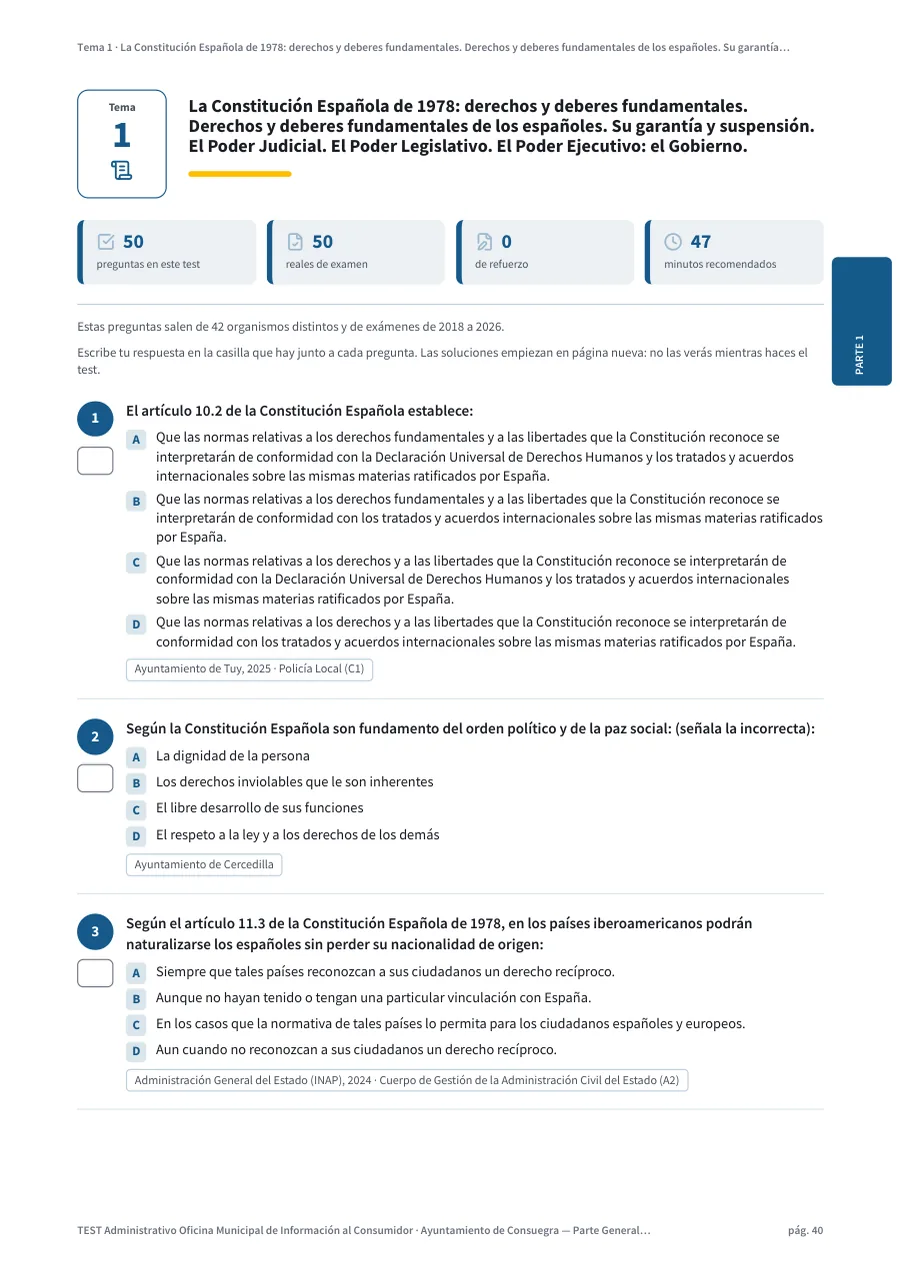 Página del test del tema 1