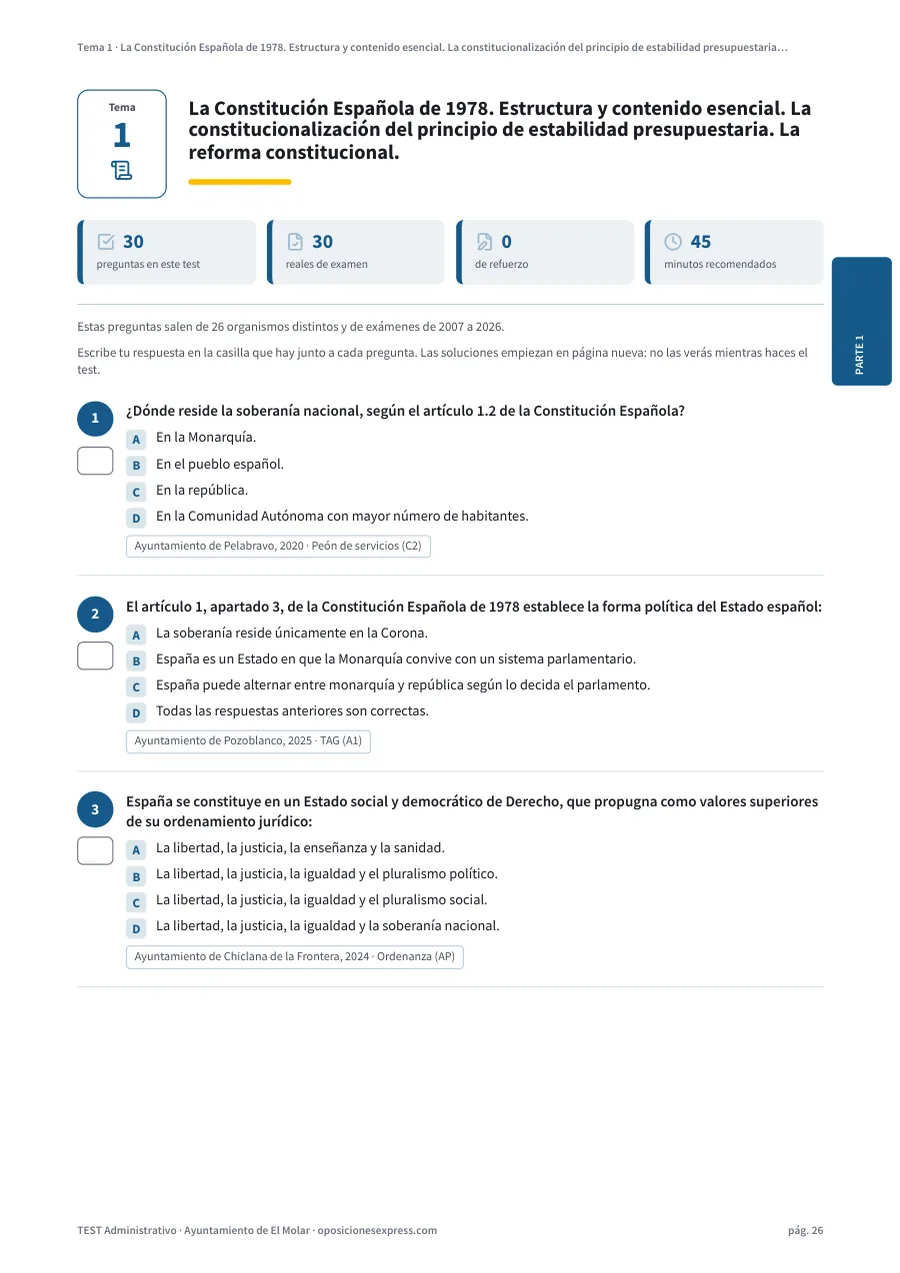 Página del test del tema 1