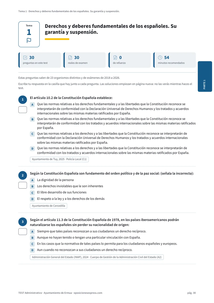 Página del test del tema 1