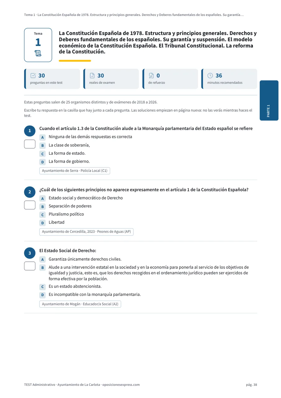 Página del test del tema 1