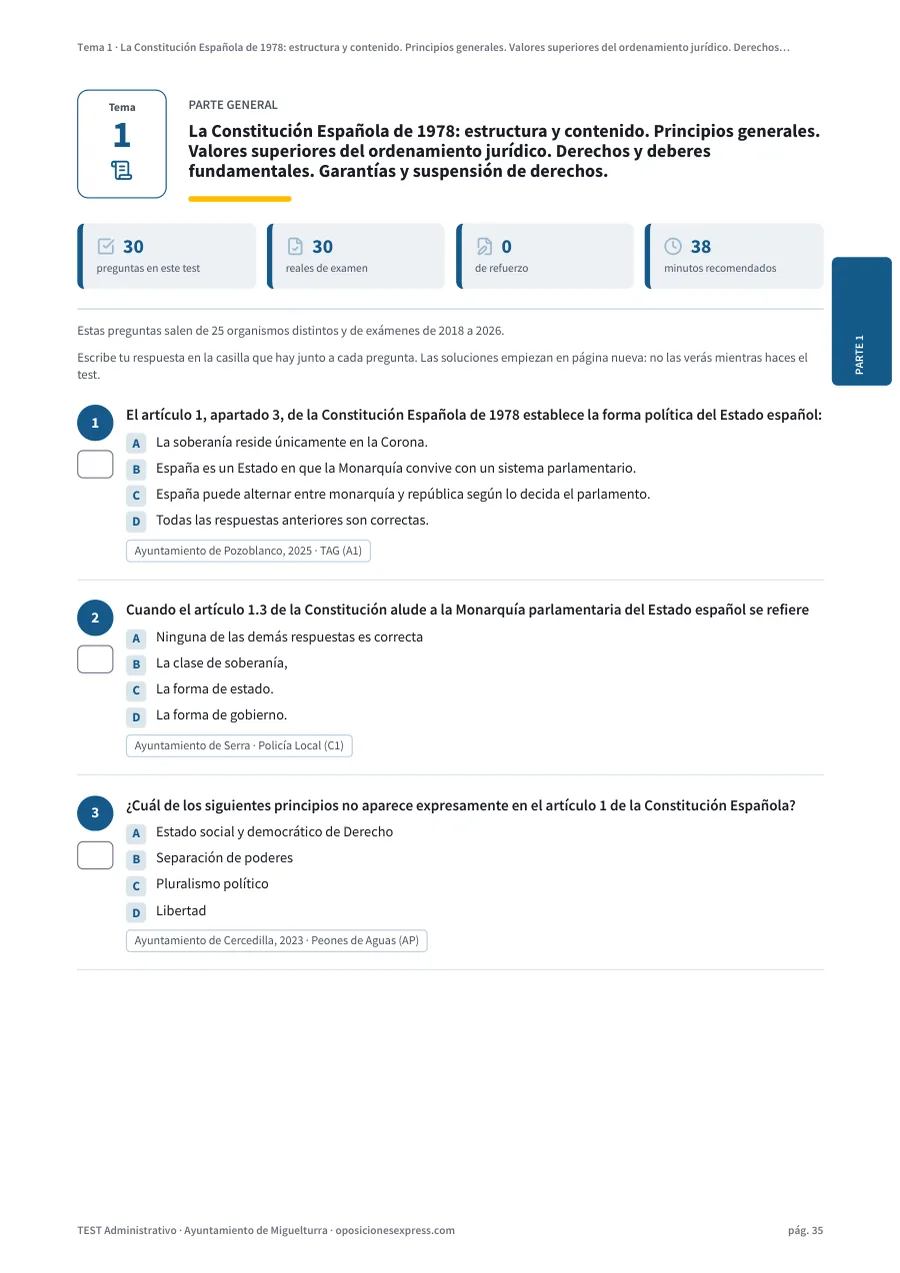 Página del test del tema 1