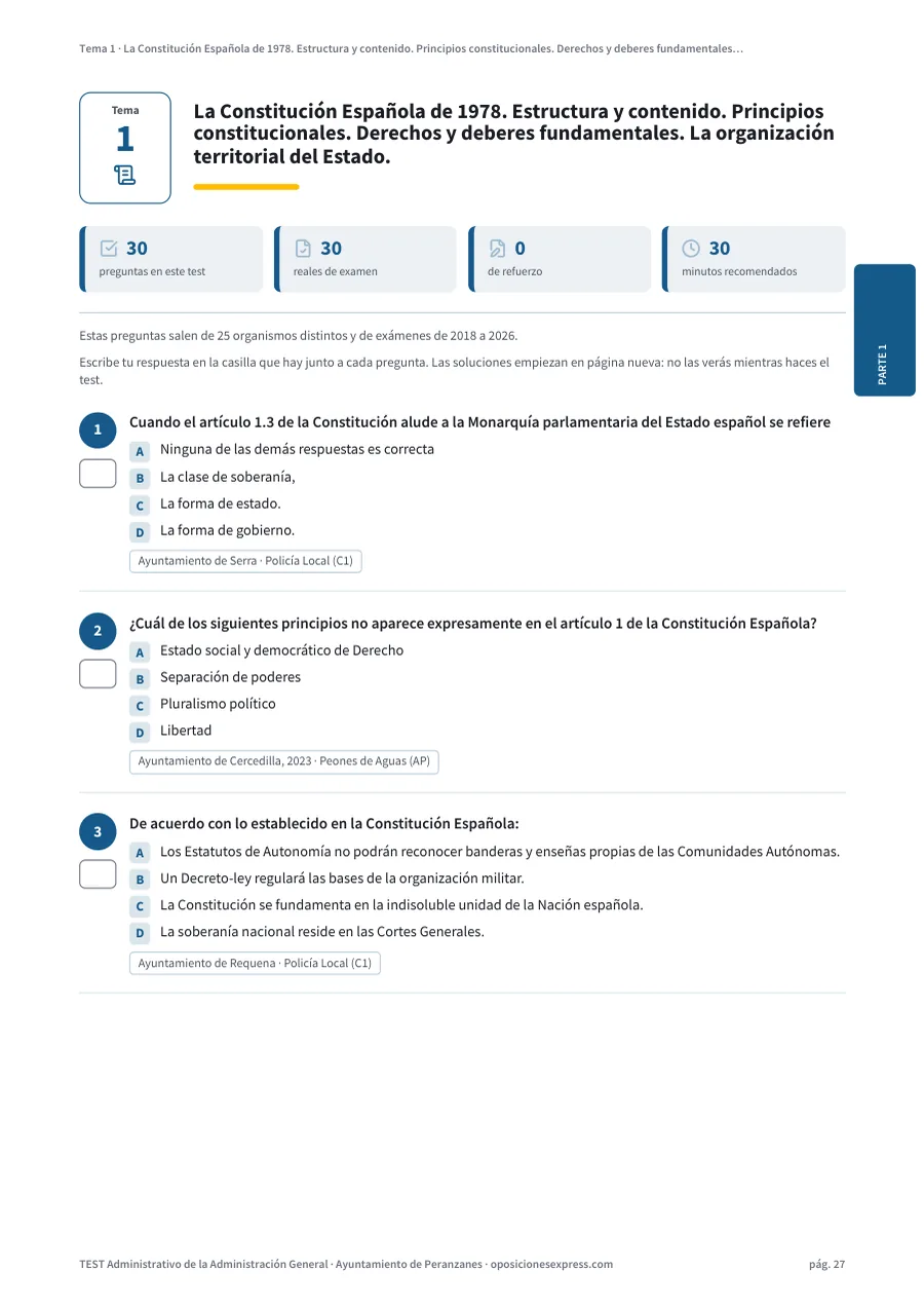 Página del test del tema 1