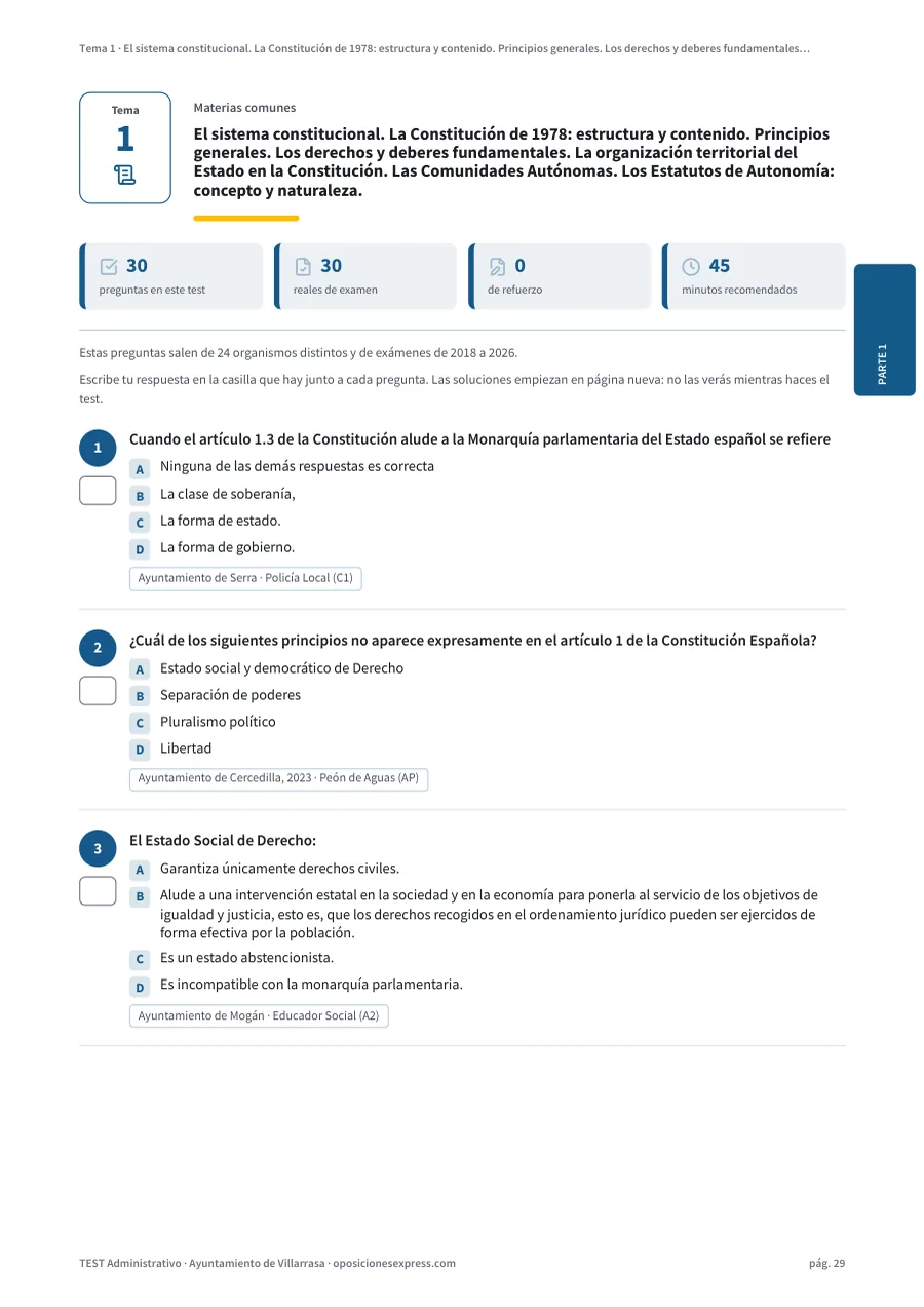Página del test del tema 1