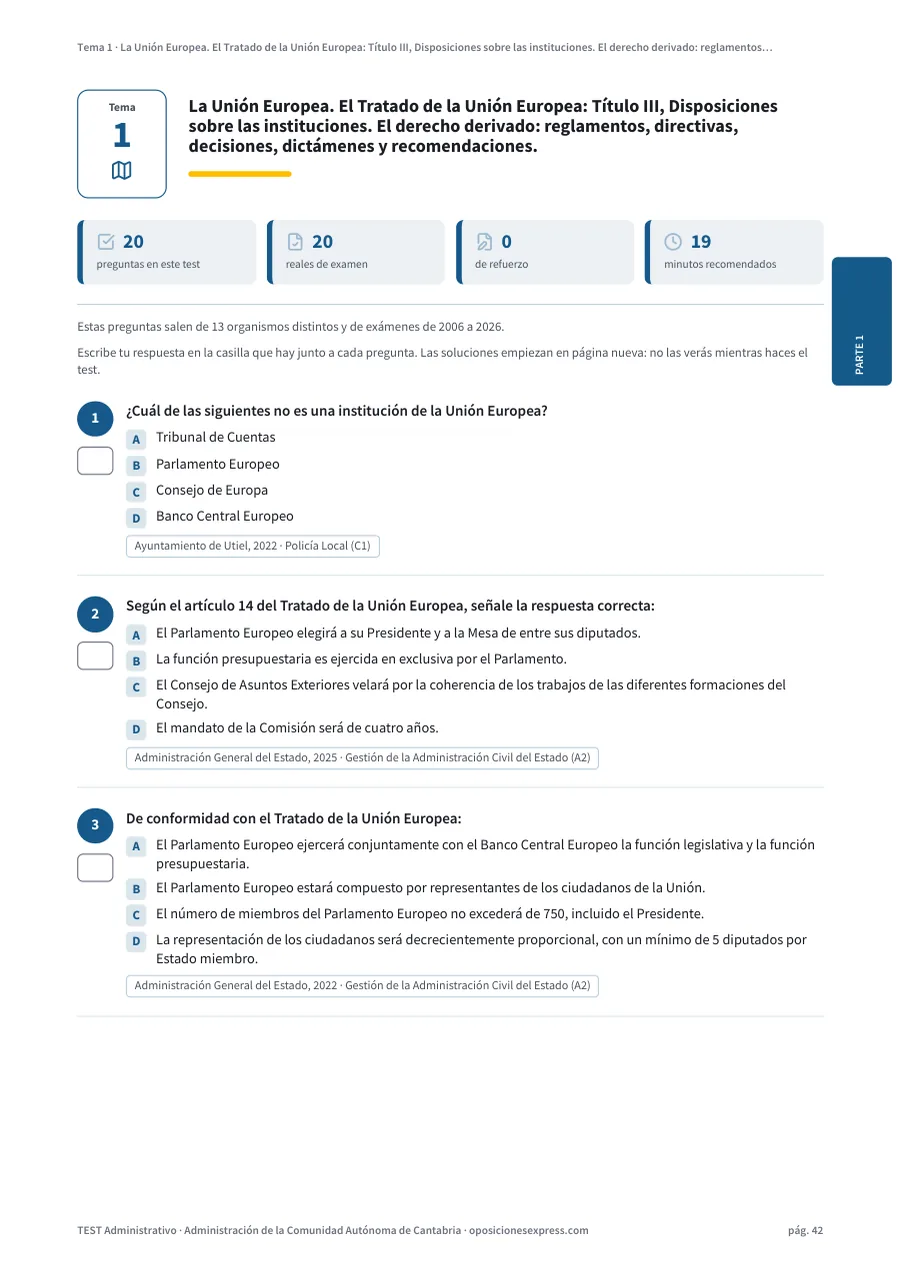Página del test del tema 1