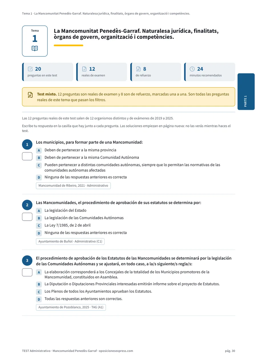 Página del test del tema 1