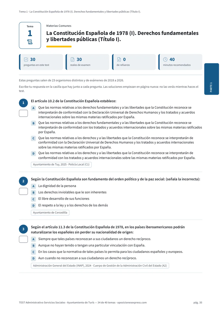Página del test del tema 1