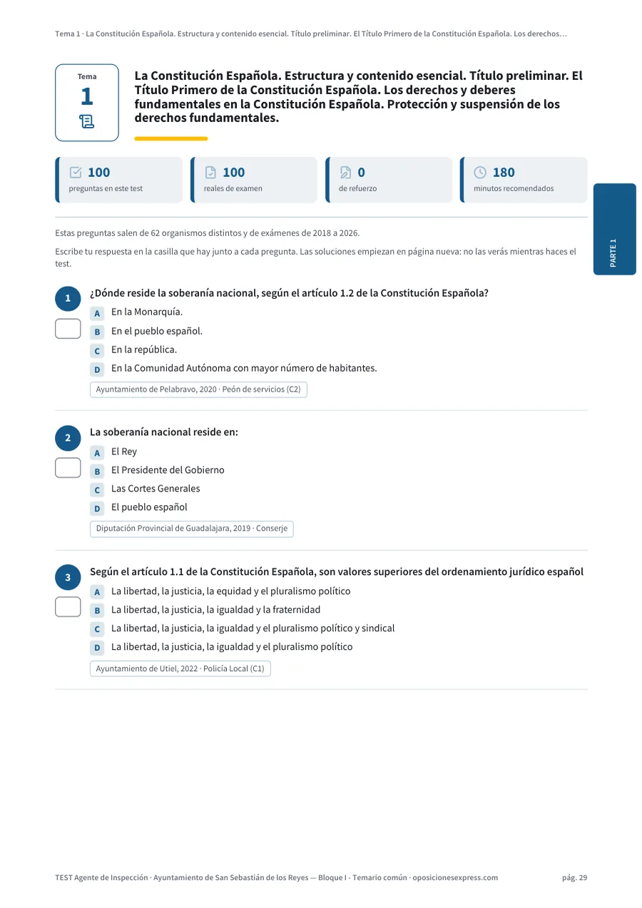 Página del test del tema 1