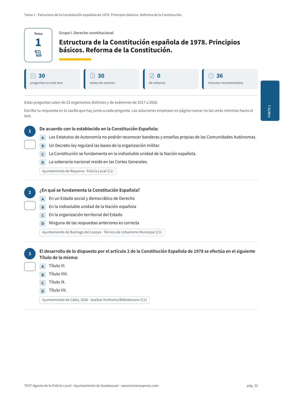 Página del test del tema 1