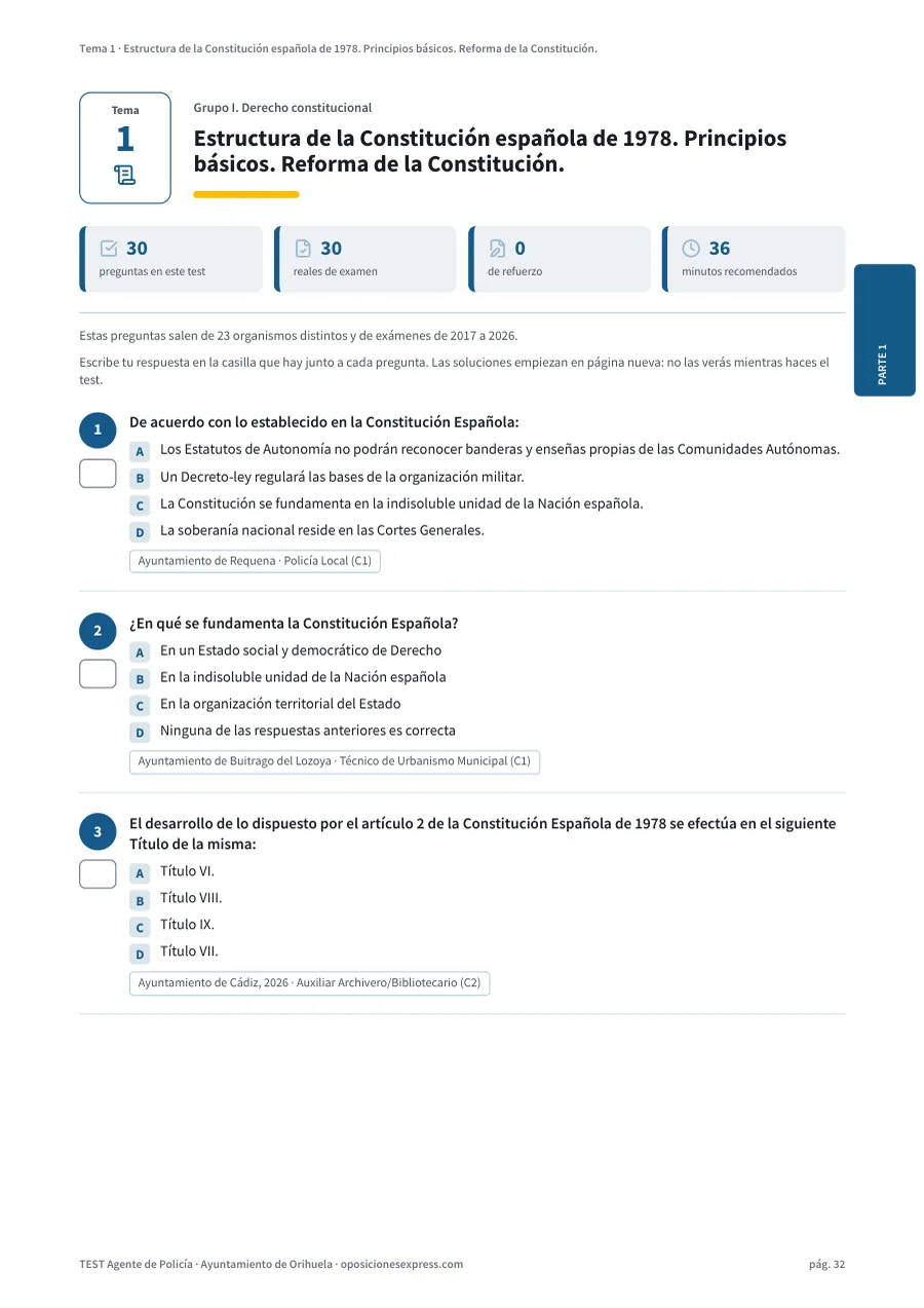 Página del test del tema 1