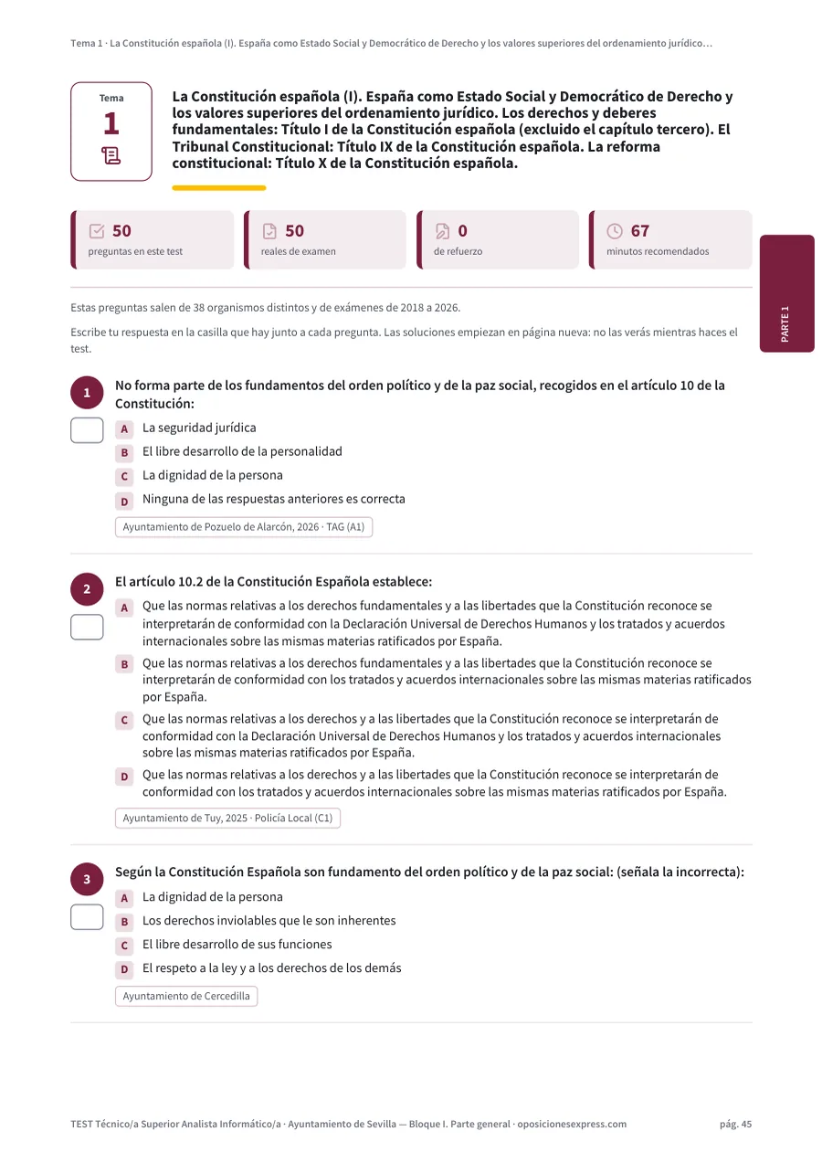 Página del test del tema 1