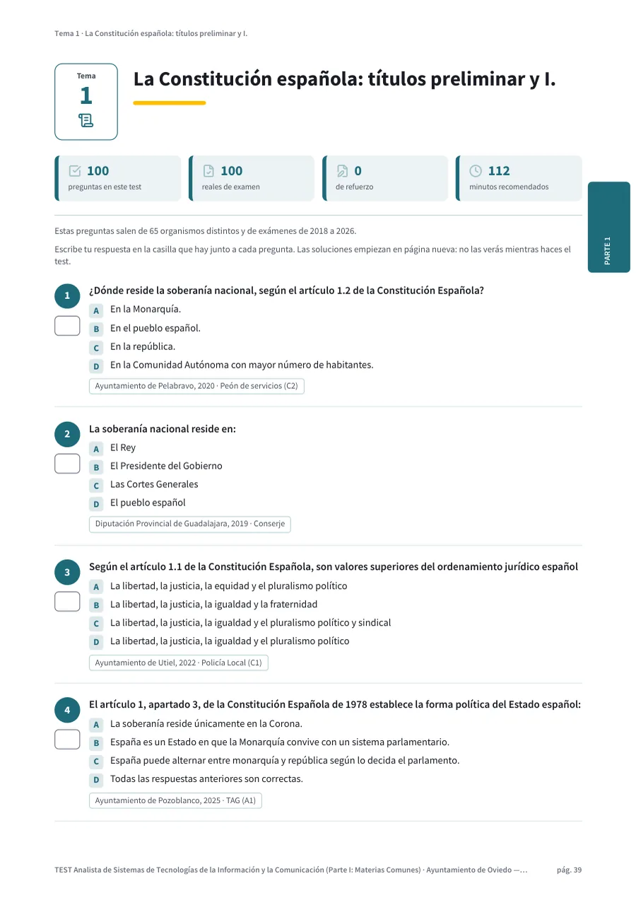Página del test del tema 1