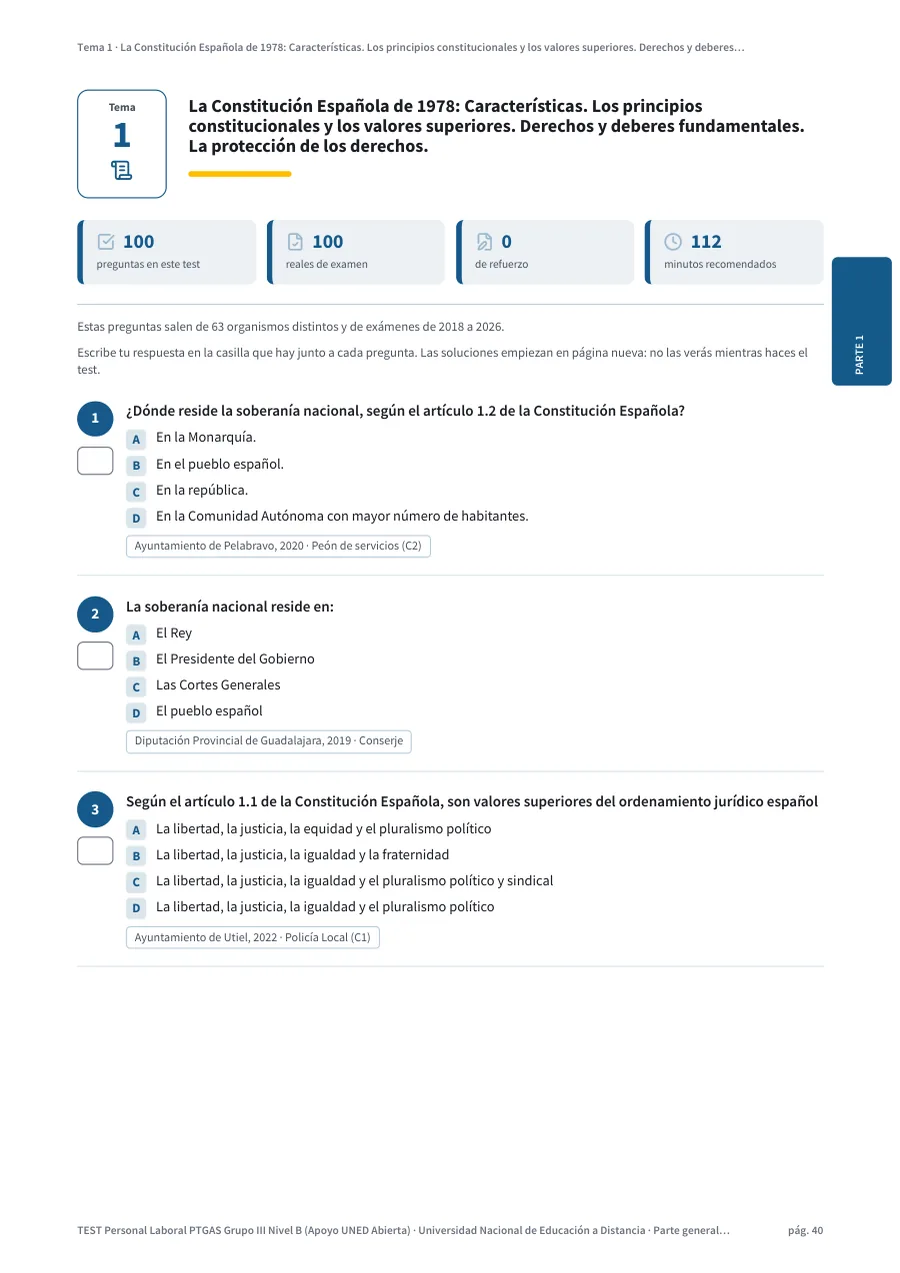 Página del test del tema 1