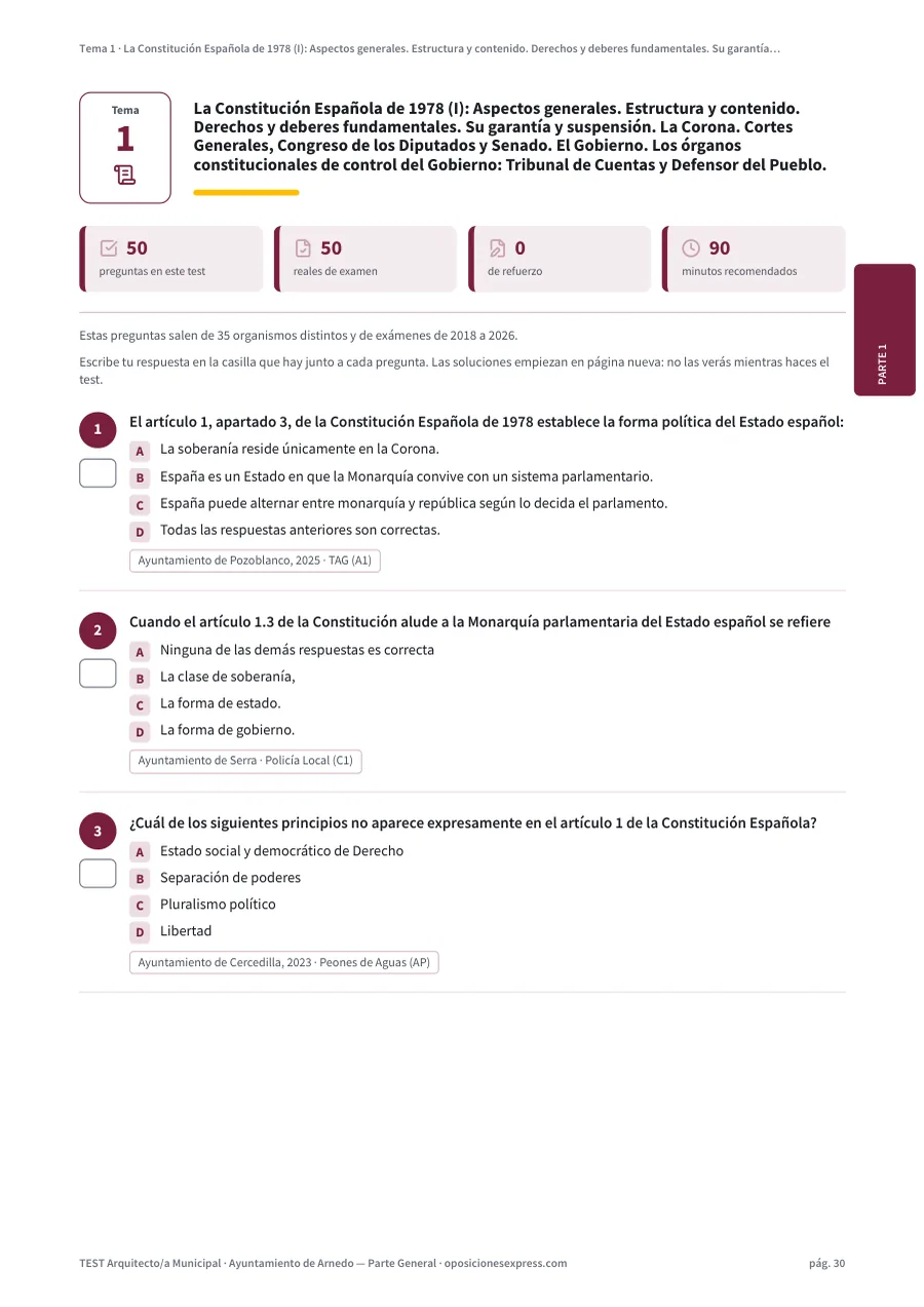 Página del test del tema 1