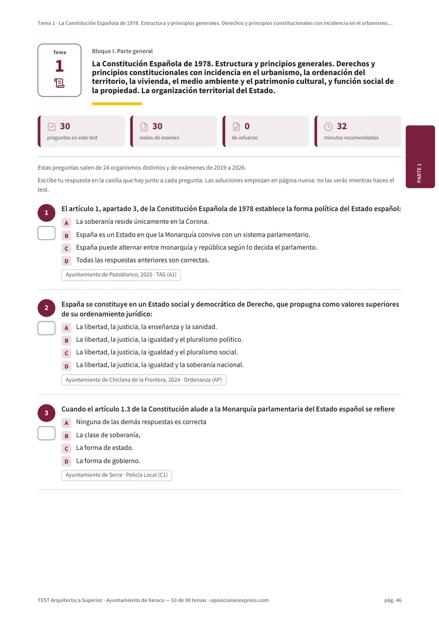 Página del test del tema 1