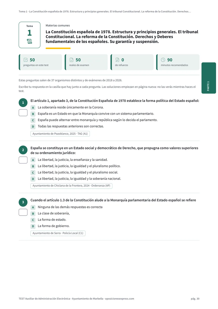 Página del test del tema 1