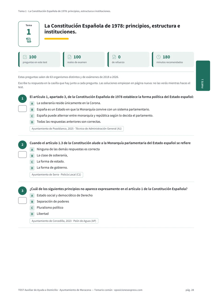 Página del test del tema 1