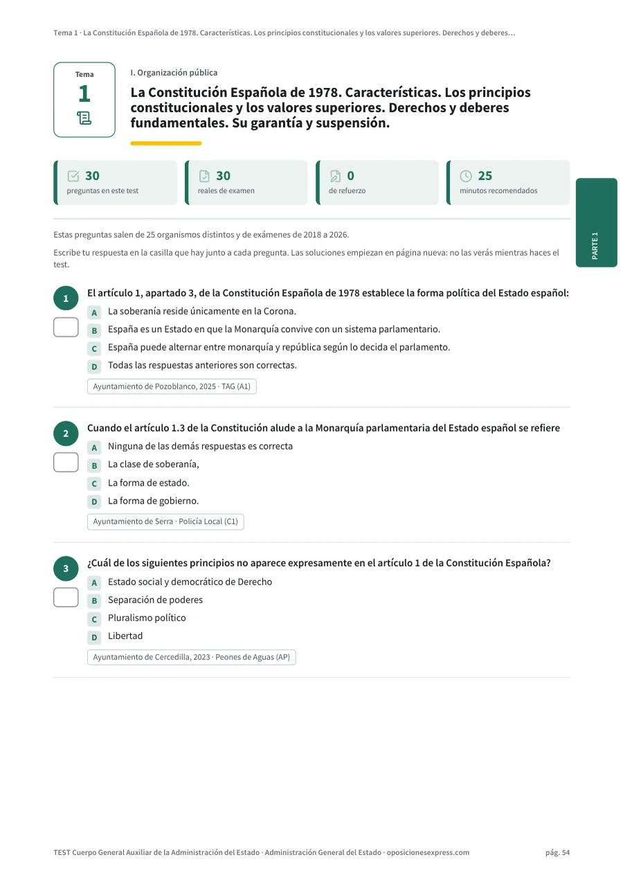 Página del test del tema 1
