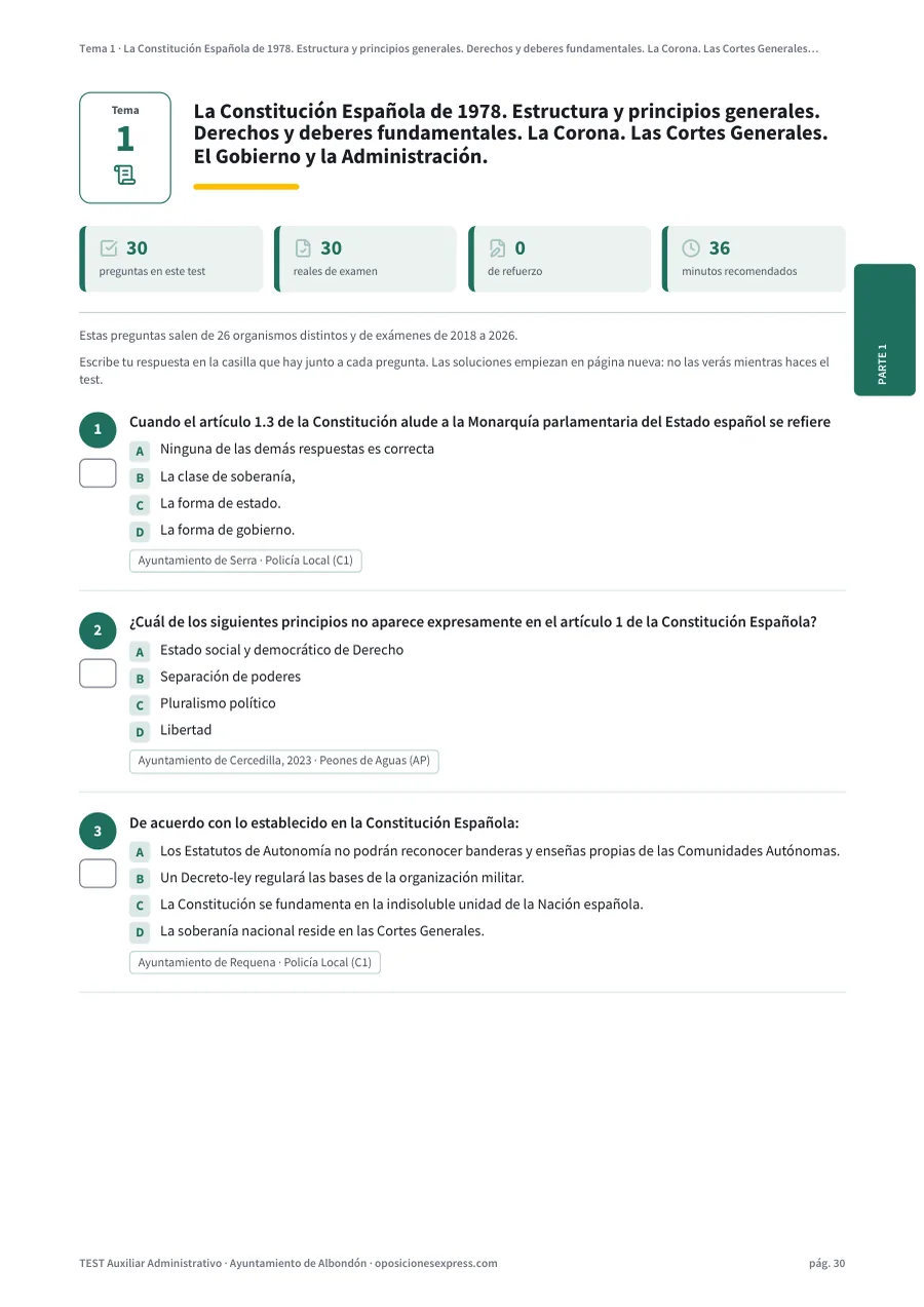 Página del test del tema 1