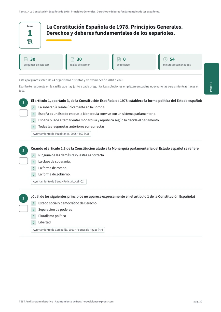 Página del test del tema 1