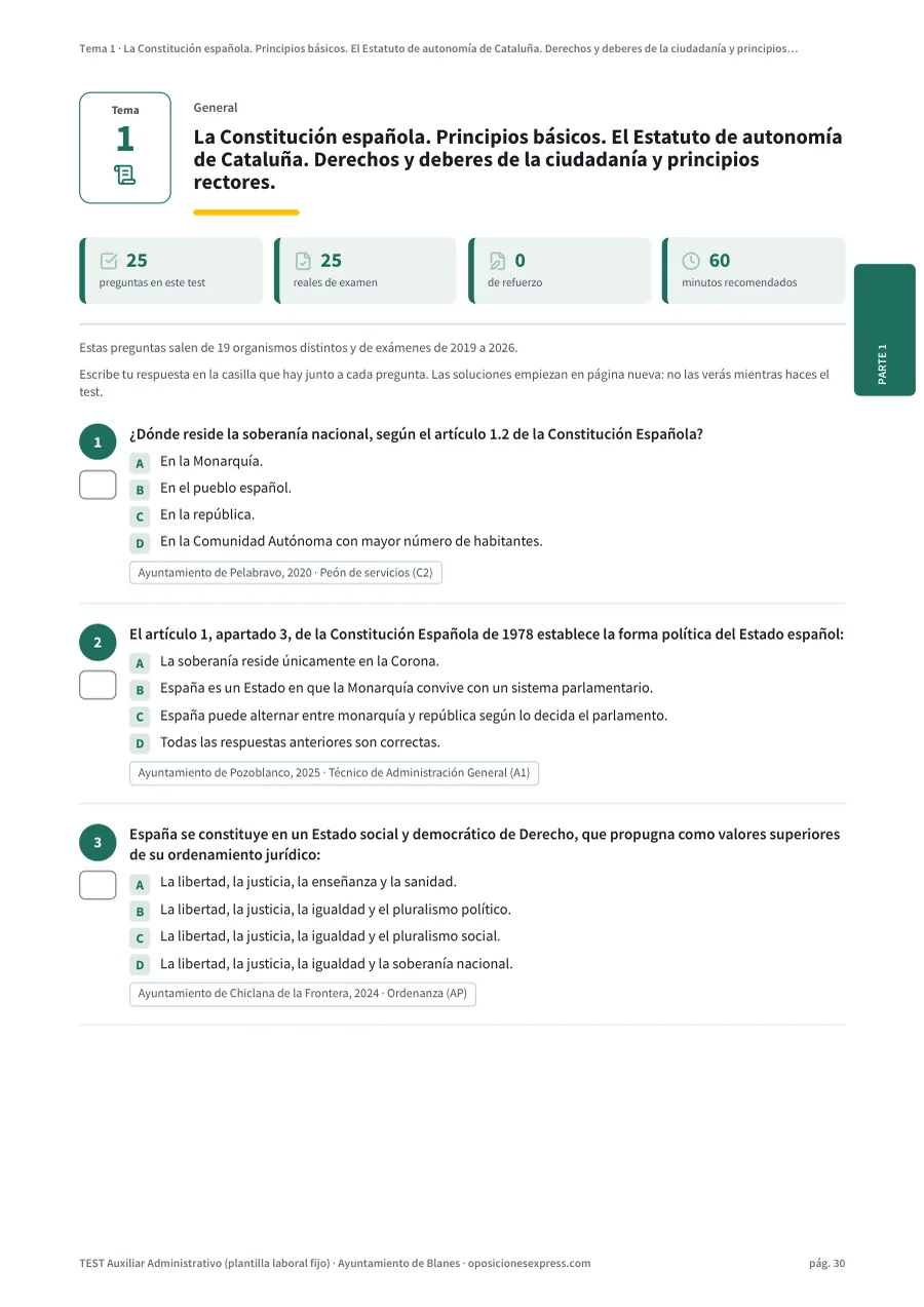 Página del test del tema 1