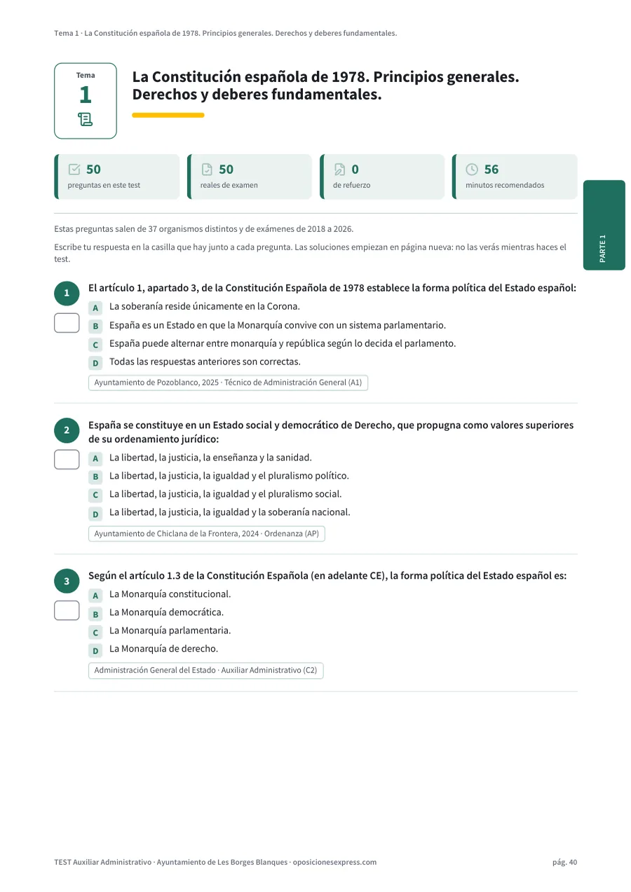 Página del test del tema 1
