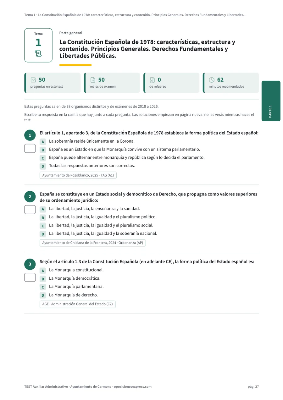 Página del test del tema 1