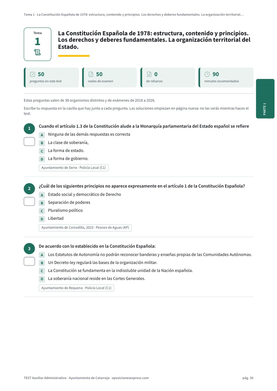 Página del test del tema 1