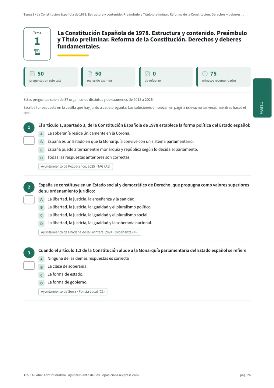 Página del test del tema 1