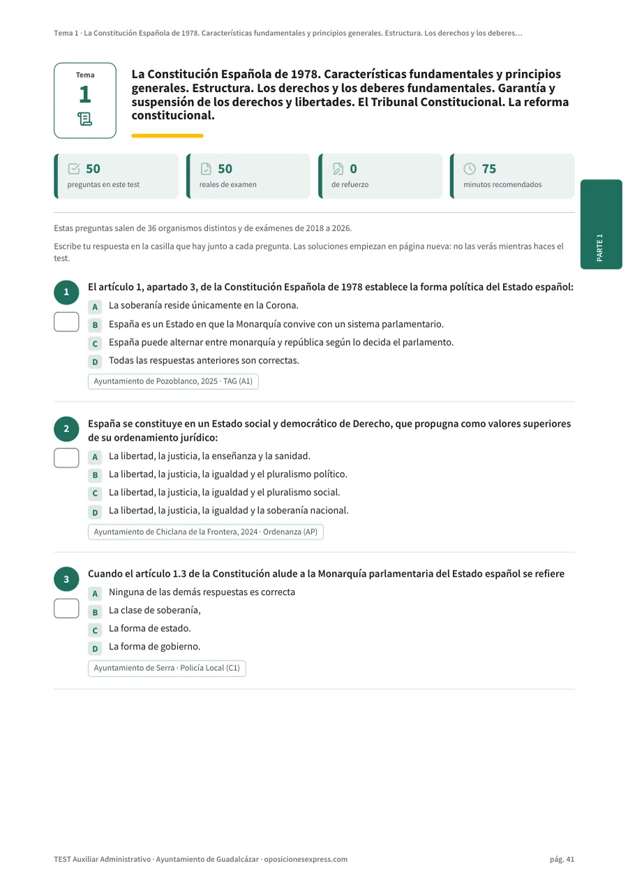 Página del test del tema 1