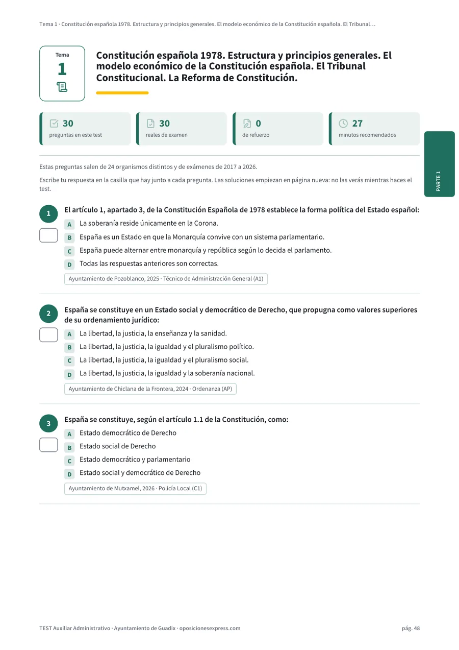 Página del test del tema 1