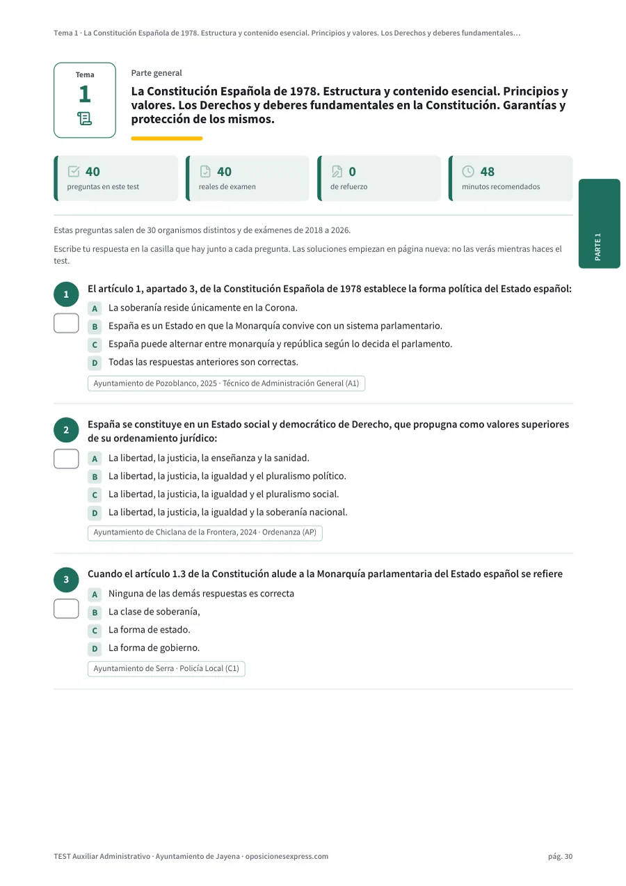 Página del test del tema 1