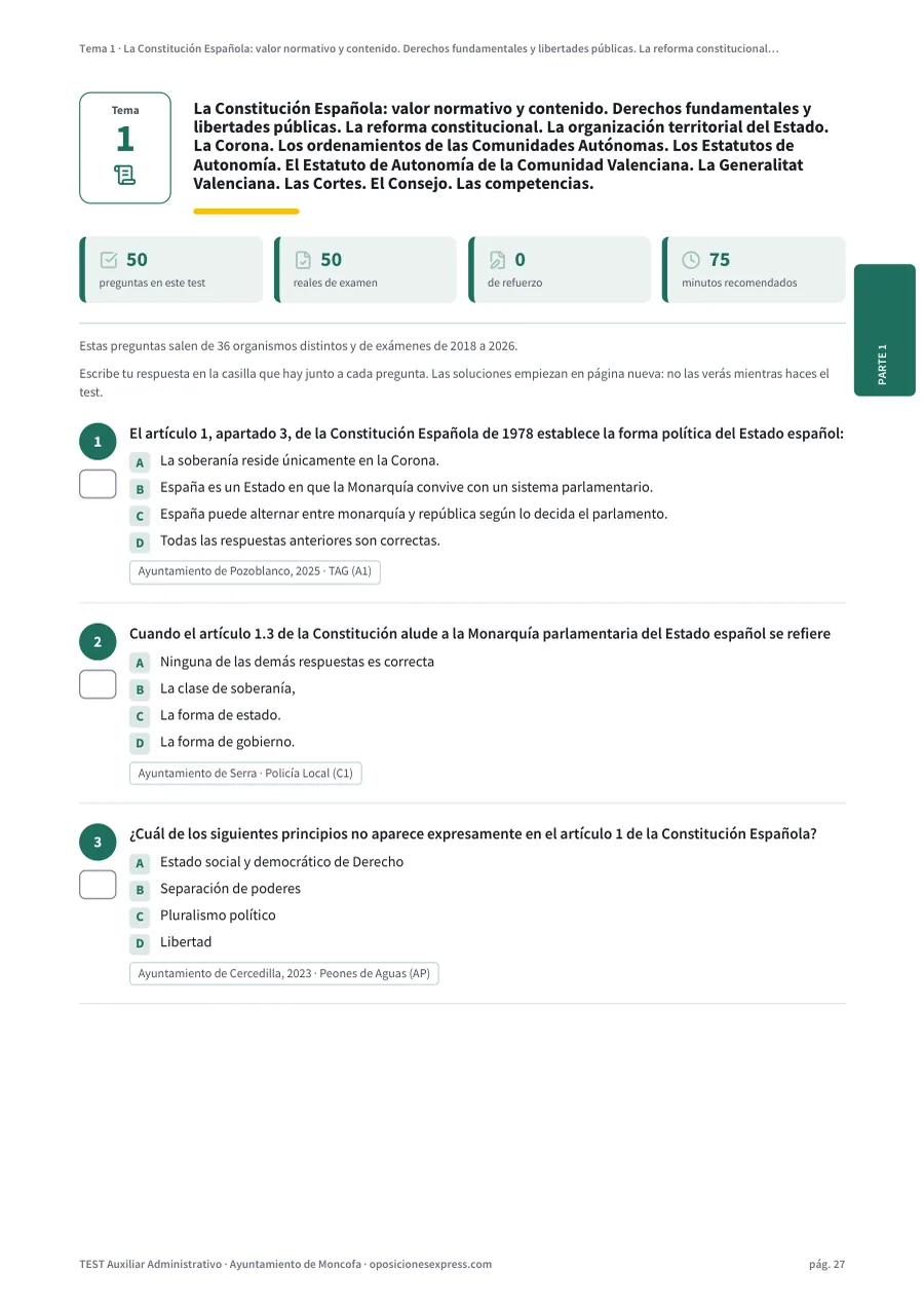 Página del test del tema 1