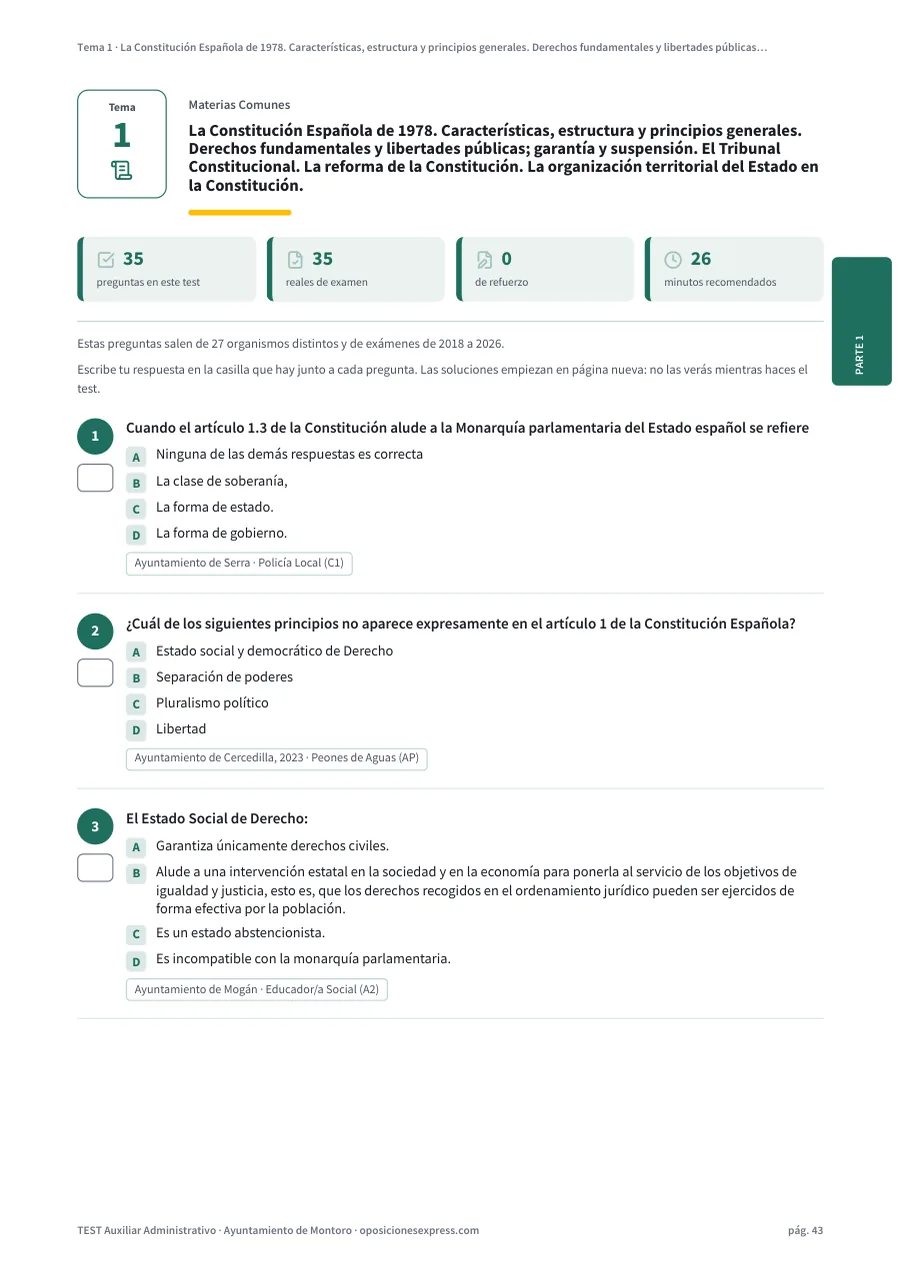 Página del test del tema 1