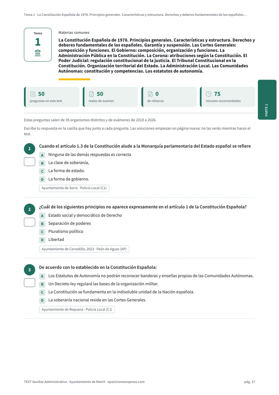Página del test del tema 1