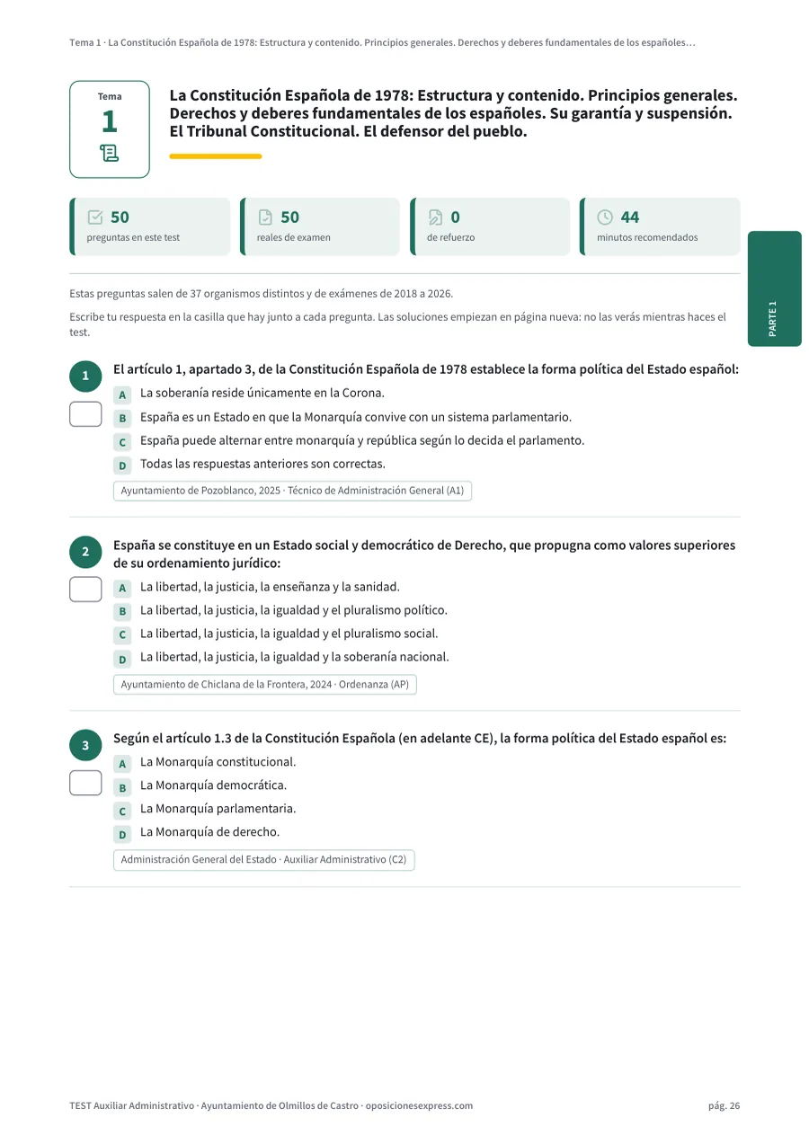 Página del test del tema 1